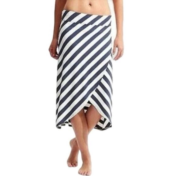 Athleta Ribbon Striped Wrap Midi Skirt Size - Picture 1 of 10